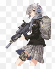 Download Anime Gun Png - Transparent Png Png Images Soldier Anime Girl,Rifle Png