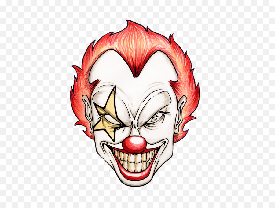 Download Hd Killer Clown Face Drawing - Scary Clown Cartoon Drawing Png,Clown Face Png