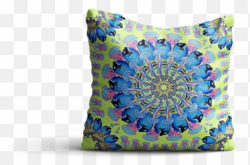 Under The Sea Yellow Fish Mandala Velvet Cushion - Cushion Png,Under The Sea Png