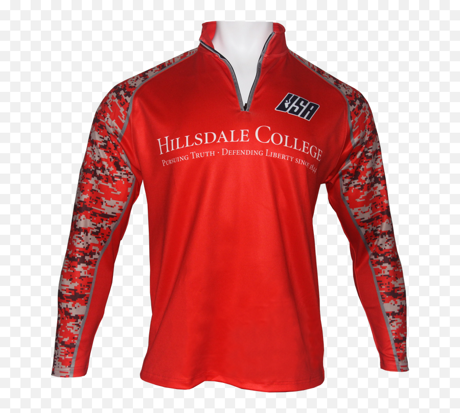 Hillsdale Quarter Zip In Red Digital - Long Sleeve Png,Hillsdale College Logo