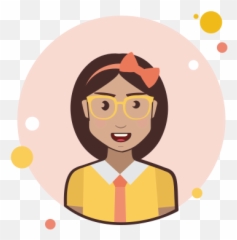 Brown Hair Business Lady With Glasses Icon - Happy png