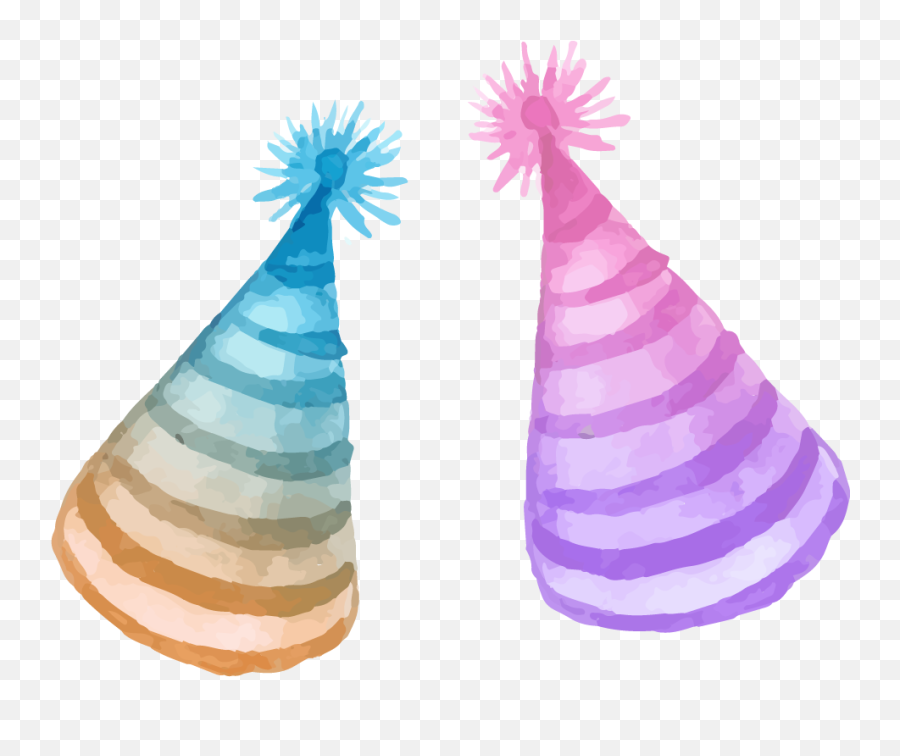 Party Birthday Hat Png - Watercolor Painting Of Birthday,Birthday Hats Png