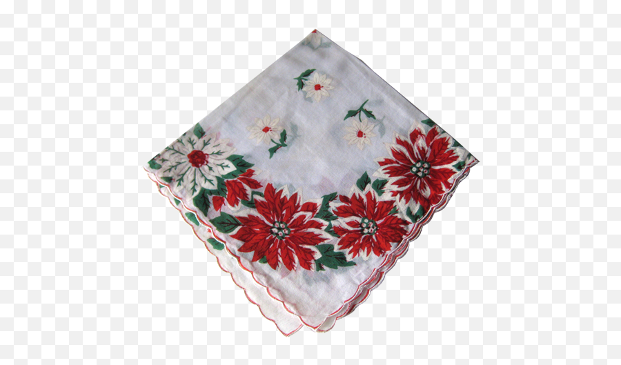 Download Vintage Christmas Holiday Poinsettia Handkerchief - Handkerchief Png,Poinsettia Png