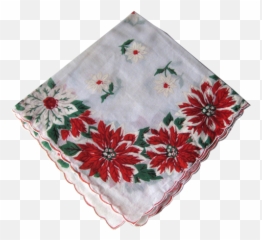 Download Vintage Christmas Holiday Poinsettia Handkerchief - Handkerchief Png,Poinsettia Png