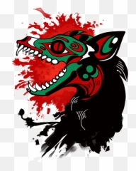 Splatter Wolf Skull Weasyl - Fictional Character Png,Wolf Skull Png