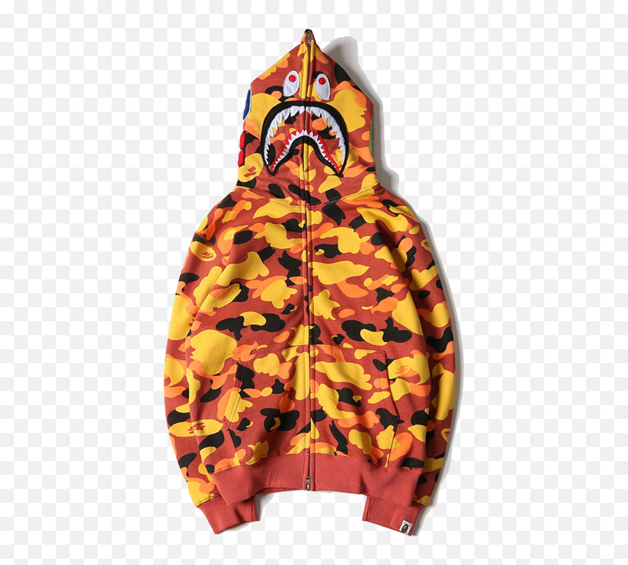 Orange Camo Bape Hoodie Transparent Png - Orange Camouflage Jacket Men,Bape Shark Png