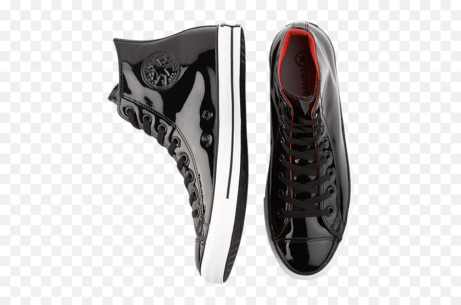 Converse Black Patent Leather High - Top Tennis Shoes Black Patent Leather Converse Png,Converse All Star Icon