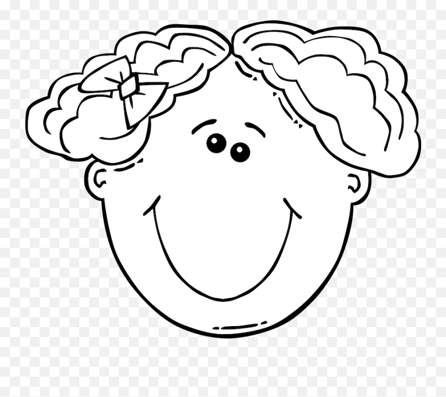 Curly Hair Girl Bow - Free Vector Graphic On Pixabay Ugly Girl Black And White Cartoon Png,Curly Hair Png