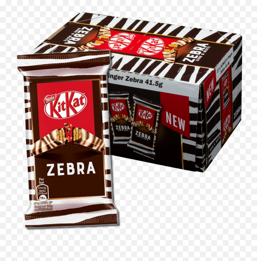 Nestle Kit Kat 4 Finger Zebra Dark U0026 White Chocolate Bar 415g Case Of 27 Png Icon Pack