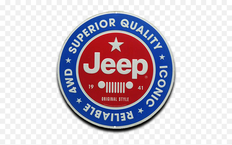 Jeep Round Embossed Tin Sign 12 W X H 0125 D - Emblem Png,Jeep Logo Images