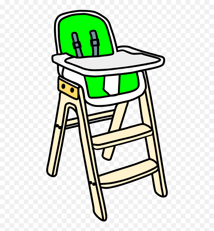 High Chair White Tray Blond Wood Steps Bright Green - High Chair Clipart Png,Bright Png