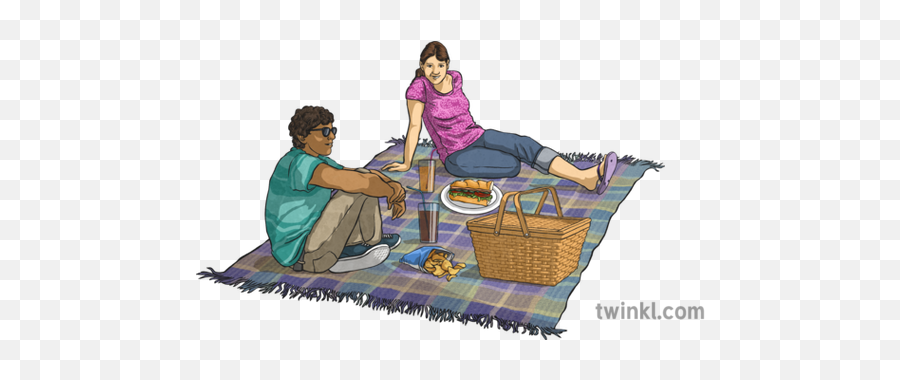People Having A Picnic Illustration - Twinkl Sitting Png,Picnic Png