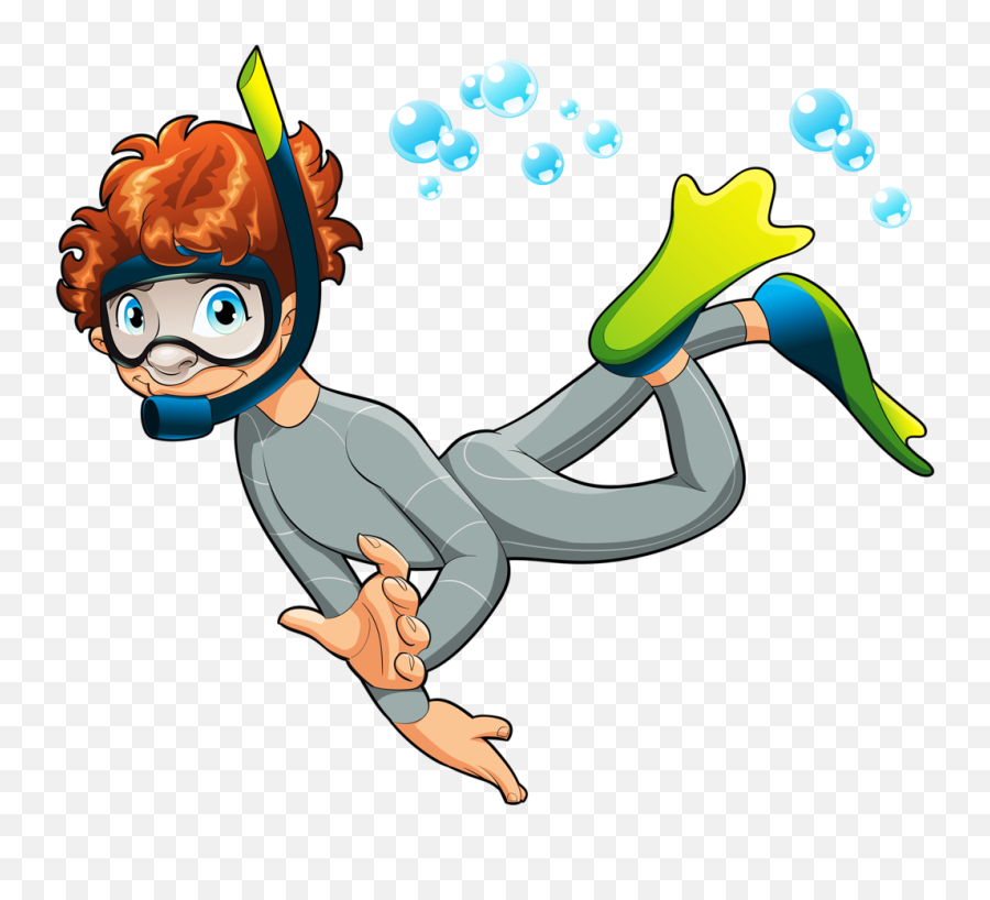 Boy Scuba Diver Cartoon Clipart Full Size Png