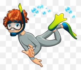 Boy Scuba Diver Cartoon Clipart Full Size Png