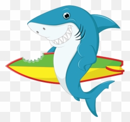 Funny Shark - Aquatic Animals Clipart Surfing Transparent png