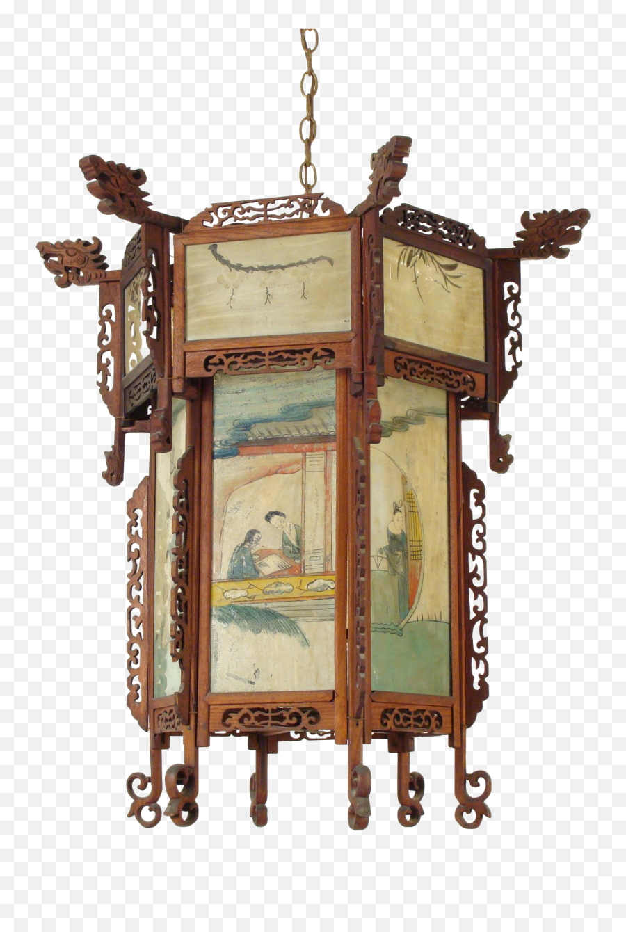 Chinese Lantern With Eglomise Glass Panels - Lantern Full Antique Png,Chinese Lantern Png