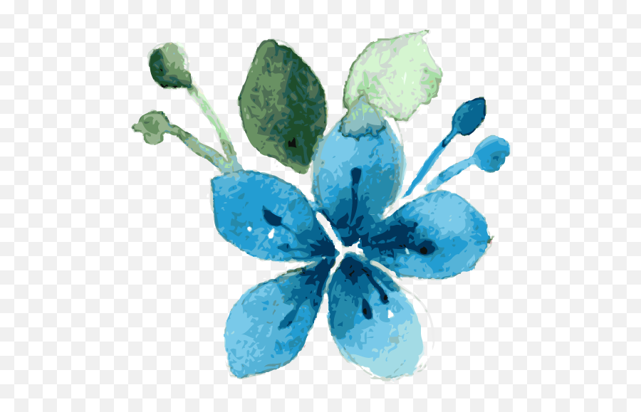 Blue Flowers Png Transparent Background - Watercolour Blue Flower Png,Watercolor Flower Png
