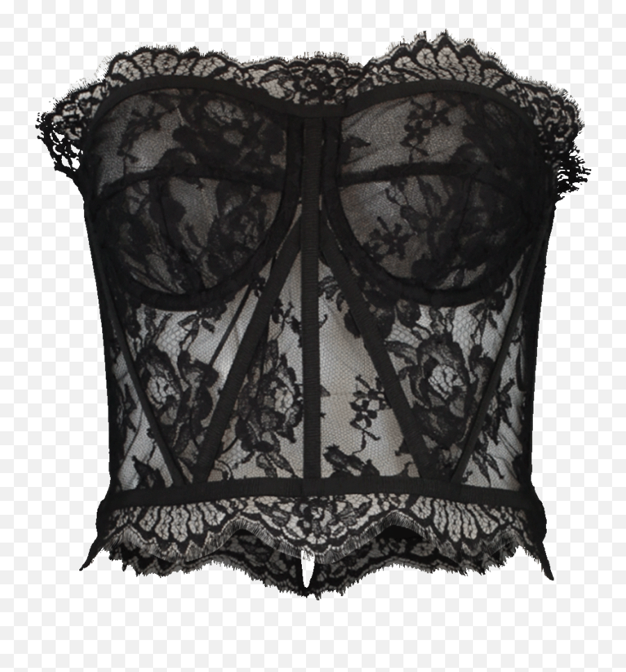 Lace Corset Sheer Bustier - Sheer Black Lace Corset Top Png,Dolce And Gabbana Icon T Shirts