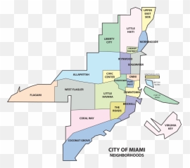 Miami Neighborhoods Map - Map Of Miami Neighborhoods Png,Florida Map Png