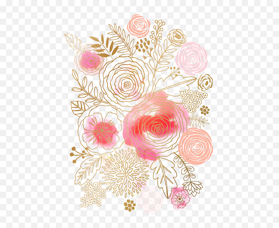 Flower Watercolor Painting Floral Design Pink - Rose Gold Floral Watercolour Background Png,Floral Circle Png