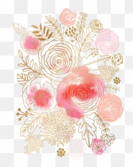 Flower Watercolor Painting Floral Design Pink - Rose Gold Watercolour Background png