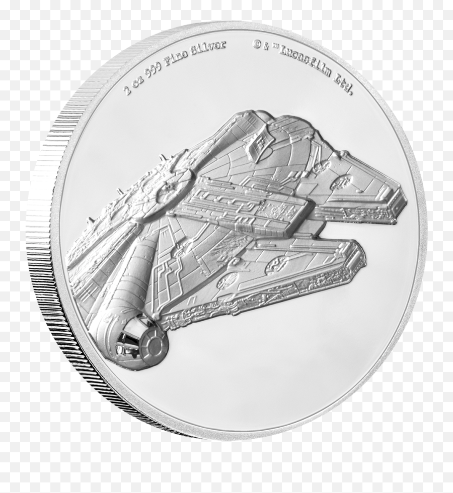 Millennium Falcon - 2 Oz Emkcom Star Wars Silver Coin Png,Millennium Falcon Png