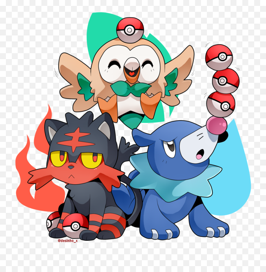 Download Much Love For Alola Region Popplio And - Popplio Litten And Rowlet And Popplio Png,Rowlet Png