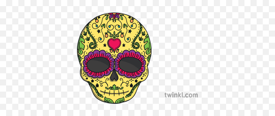 Sugar Skull Mask English 01 Ks1 Illustration - Twinkl Para Decorar Mascaras Png,Skull Mask Png
