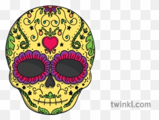 Sugar Skull Mask English 01 Ks1 Illustration - Twinkl Para Decorar Mascaras Png,Skull Mask Png