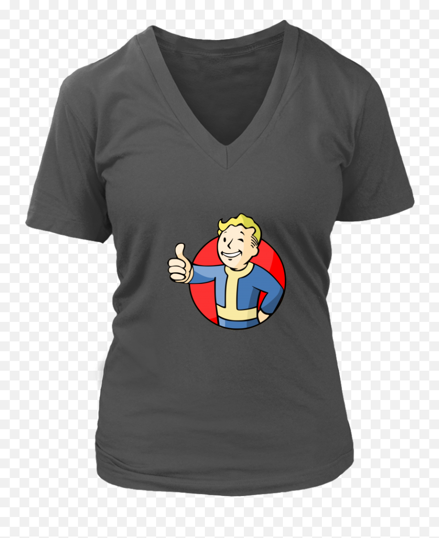 Download Hd Fallout Vault Boy Thumbs Up Womenu0027s V Neck T - Fictional Character Png,Vault Boy Transparent