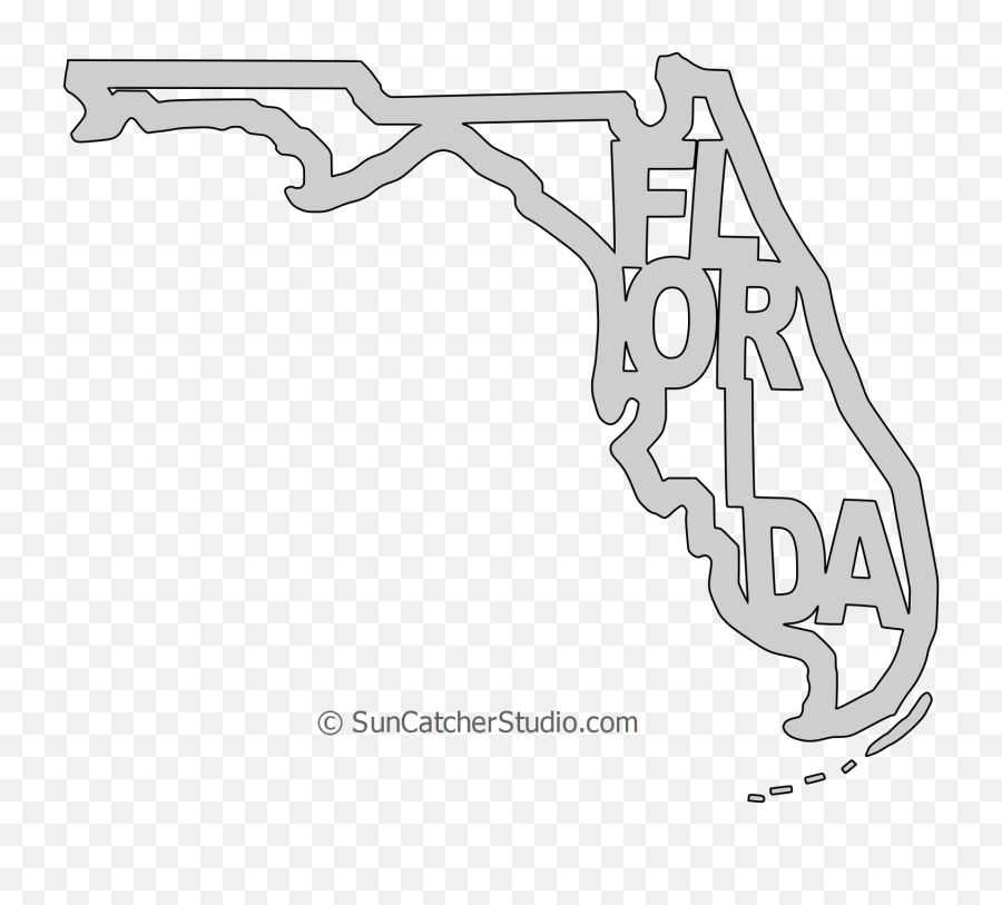 Florida Map Shape Text Outline - Florida State Outline Map Png,Florida Map Png
