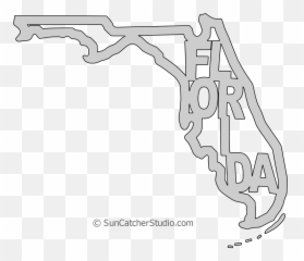 Florida Map Shape Text Outline - State png