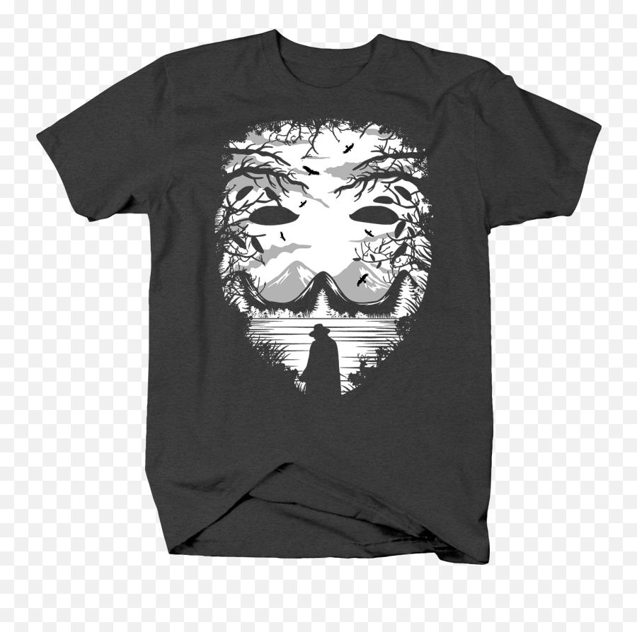 Details About V Anonymous Mask Silhouette Vendetta Cult Classic Film Fan Tshirt - Guy Fawkes Mask Png,Anonymous Mask Transparent