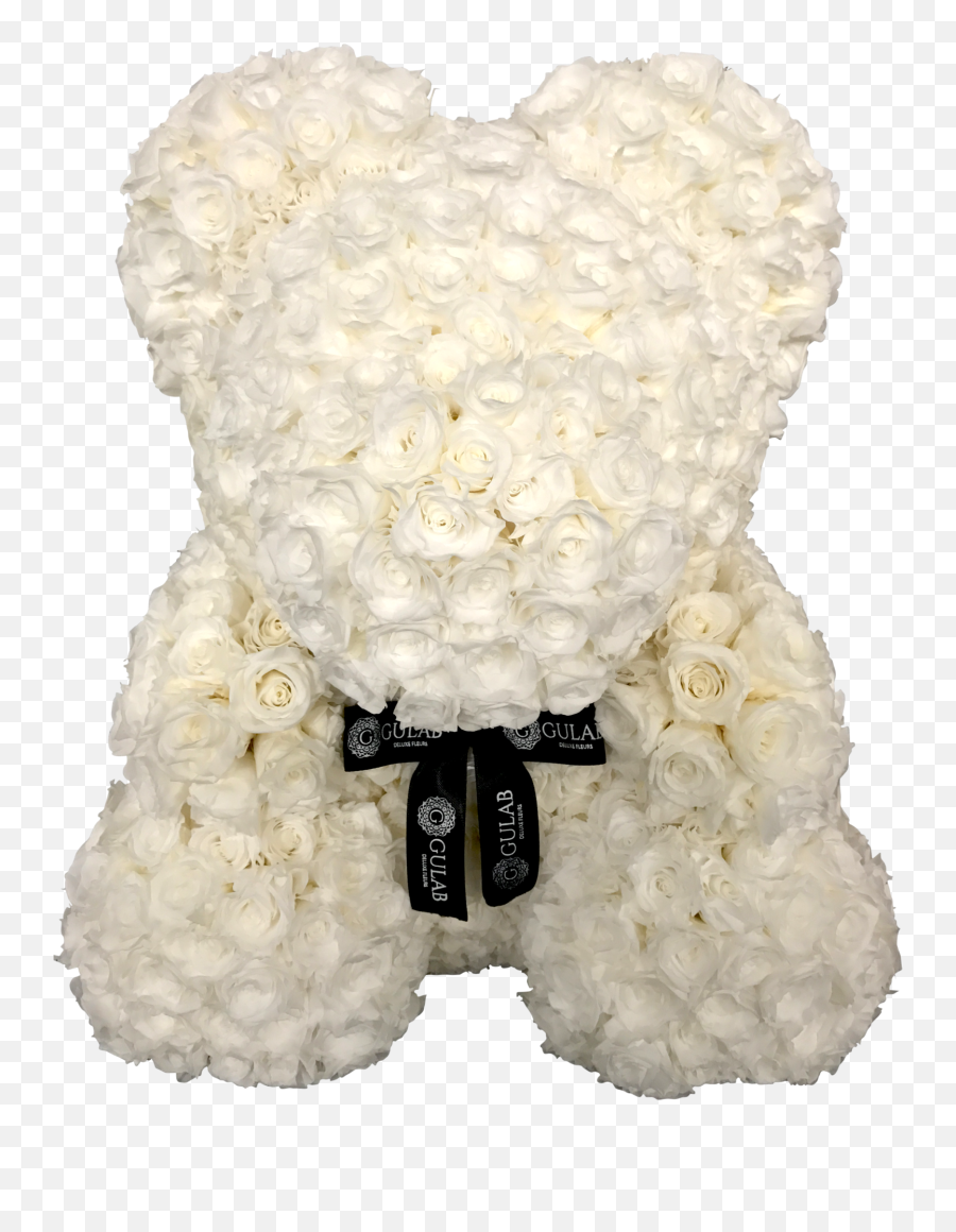 12 Inches Tall Preserved Luxe White Rose Bear - Rose Teddy Bear Png,Bear Transparent