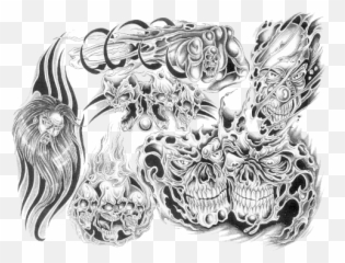 Tatuajes Tumblr - Tattoo Design Skulls Flames Png Download Chest Transparent Designs