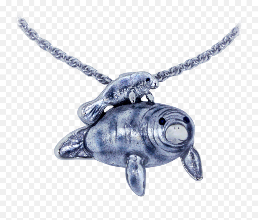 Guy Harvey Manatee Necklace Sterling Silver And Enamel - Manity Necklace Png,Manatee Png