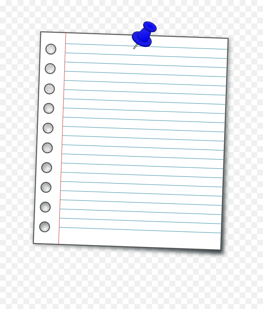 Lined Paper Pinned Up With A Thumbtack - Pinned Paper Png Transparent,Lined Paper Png