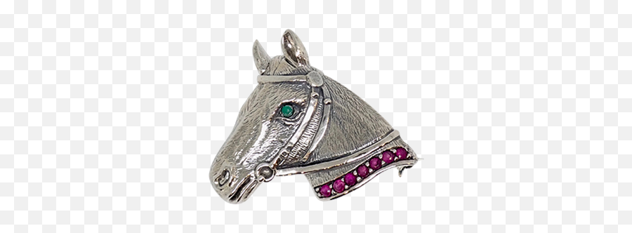 Victorian Style Horses Head Brooch And Pendant With Emerald - Halter Png,Horse Head Png