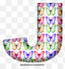 Monica Michielin Alphabets Colored Butterflies Alphabet Png - Girly