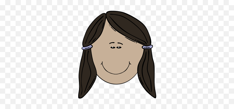 Vector Image Of Female Face With Side Pig Tails Free Svg - Cartoon Girl With Black Hair And Brown Eyes Png,Tails Png