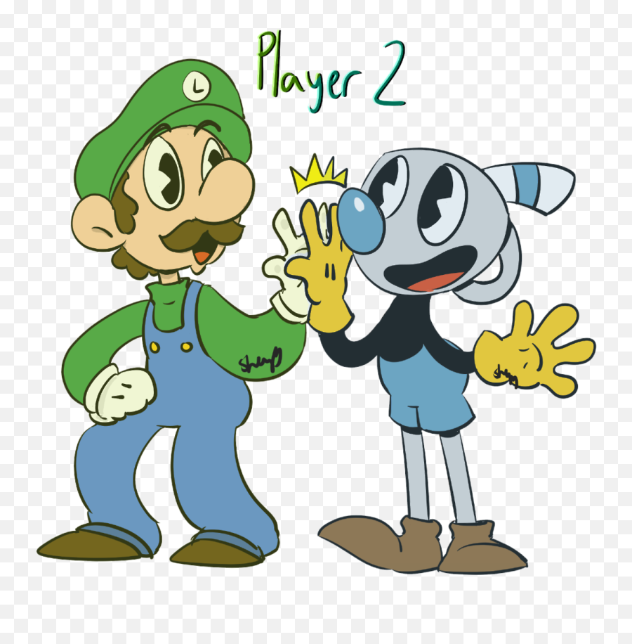 Cuphead - Cuphead And Mugman Mario And Luigi Png,Luigi Head Png