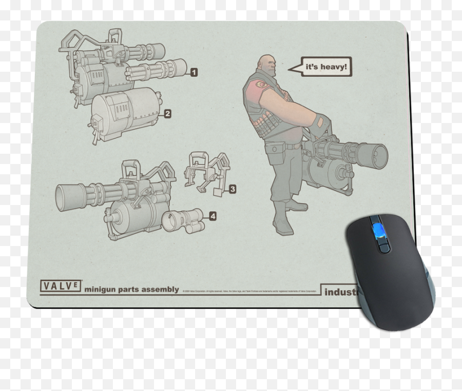 Team Fortress 2 Heavy Minigun Mousepad - Revolver Png,Minigun Png