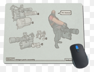 Team Fortress 2 Heavy Minigun Mousepad - Revolver Png,Minigun Png