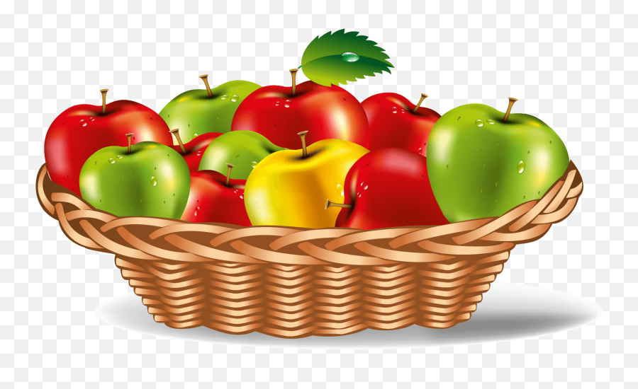 Apple Plate Vector Art Download - Fruits In A Basket Cartoon Png,Apples Png