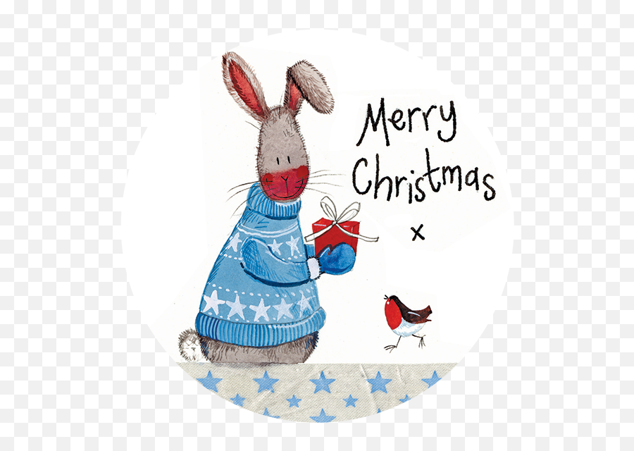 Rabbit With Present Christmas Gift Tag Alex Clark Art - Cartoon Png,Gift Tag Png