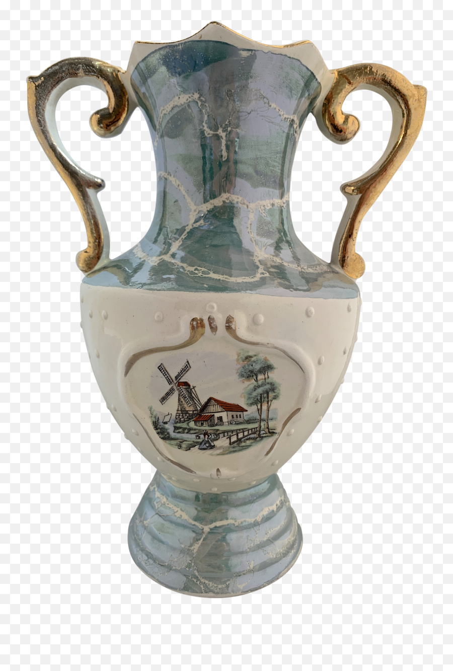 Vintage Italian Hand Painted Gold Handled Urn Vase U2013 Bw Home - Ceramic Png,Italian Hand Png