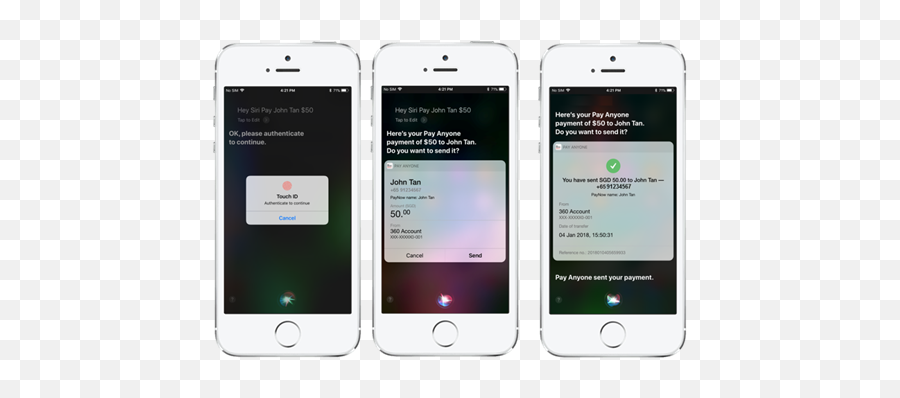 Download Hd Making A Payment Via Siri - Iphone Transparent Iphone Png,Siri Png