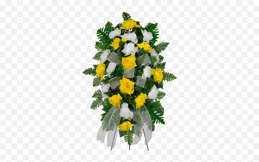 Yellow U0026 White Artificial Sympathy Spray Blessings Flower Shop - Flower Bouquet Png,Yellow Flower Transparent