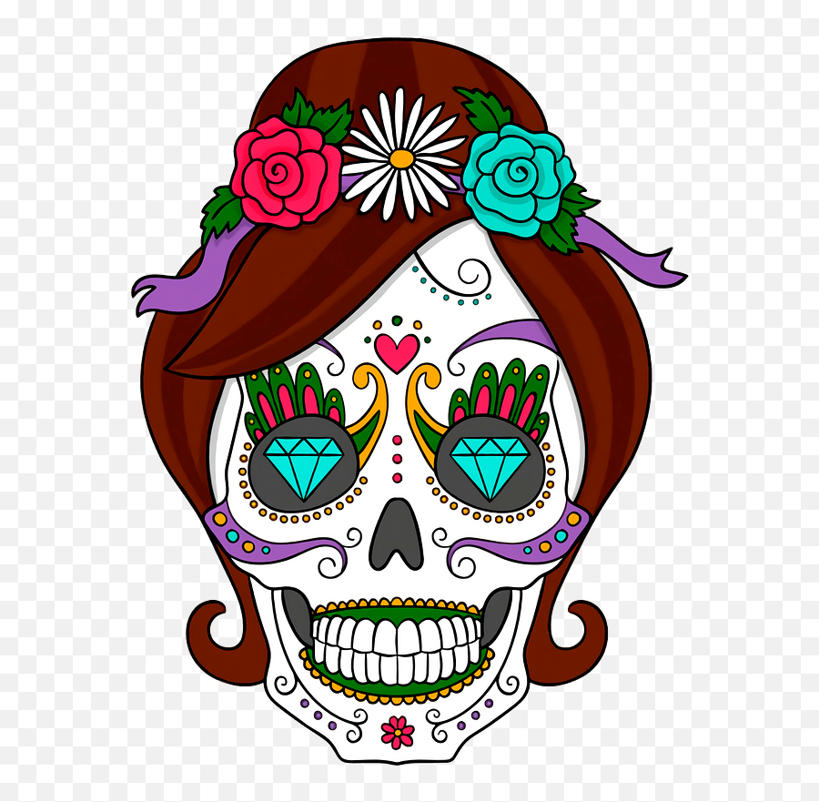 Female Sugar Skull Clipart Free Download Transparent Png - Female Sugar Skull Cartoon,Sugar Skull Png