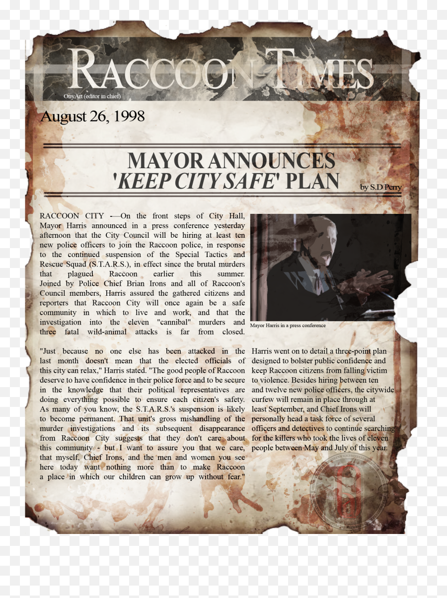 Newspapers From The Resident Evil 2 Era Found Scattered In - Newsprint Png,Resident Evil 2 Png